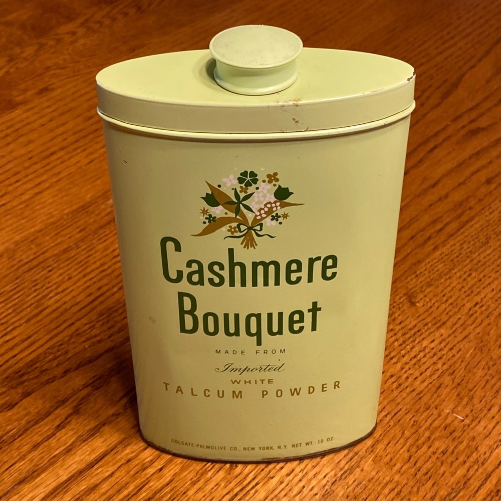 Vintage Cashmere Bouquet Talcum Powder Tin With Partial Powder